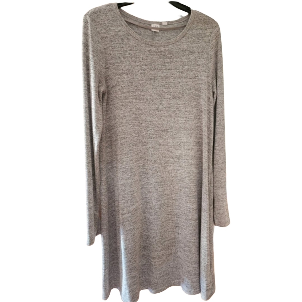 GAP Softspun Knit Heather Gray Long Sleeve Swing Tunic Mini Dress Size S